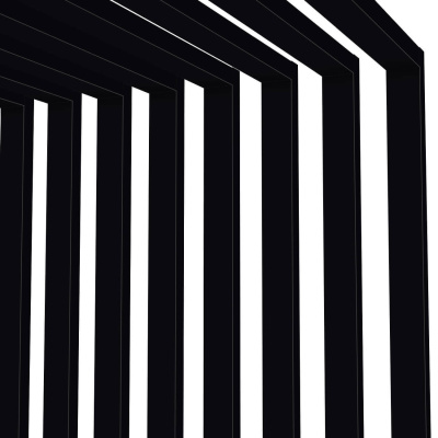 Декоративные рейки металлические RAL9005 Черный на стенах и потолке в сборе