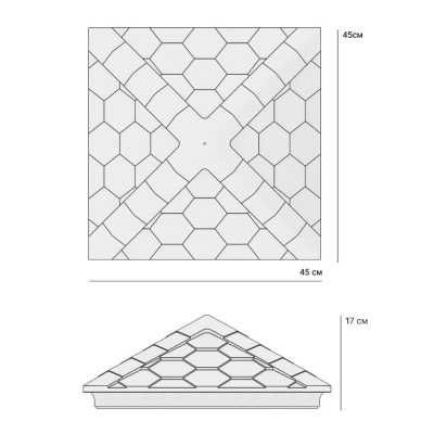 Колпак на столб забора EVEREST Коричневый 1,5х1,5 кирпича Черепица размер под посадку 390х390мм размеры